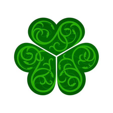 Stylized image of shamrock with celtic ornament on a white background.のイラスト素材