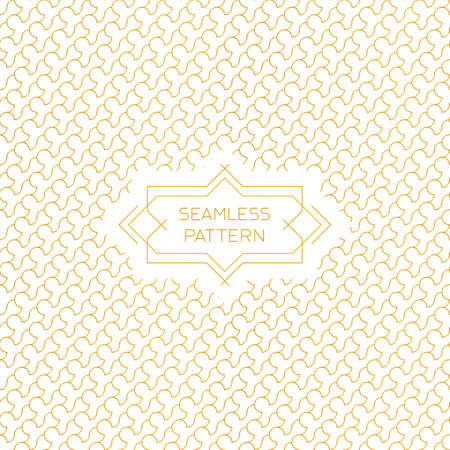 Vector seamless pattern with outline style label in golden colorsのイラスト素材