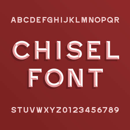 Chisel Alphabet Vector Font. Type letters and numbers. Chiseled block typeface for your design.のイラスト素材