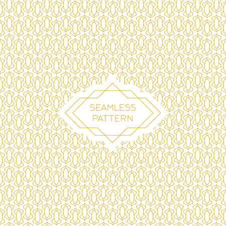 Vector seamless pattern with line style badge in golden colorsのイラスト素材