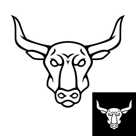 Bull head  icon. Black color. Inversion version included. Stock vector illustrationのイラスト素材