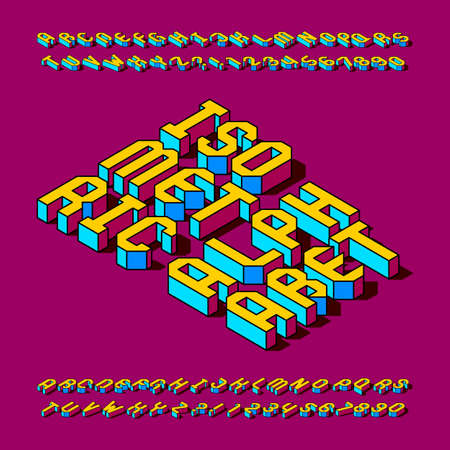 Isometric alphabet fontのイラスト素材