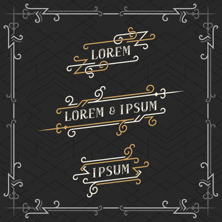 Set of ornate vintage emblems templates. Luxury retro business sign, identity, label.のイラスト素材