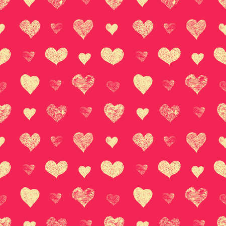 Hand drawn grunge hearts seamless pattern. Valentine's day vector background.のイラスト素材