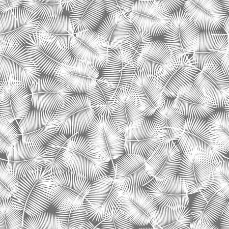 Palm leaves seamless pattern. Gray colors. Stock vector backgroundのイラスト素材