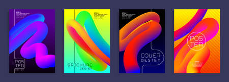 Futuristic poster templates. Abstract vector backgrounds with colorful liquid shapes. Cover, brochure trendy design.のイラスト素材