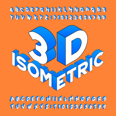 Isometric alphabet font. 3D effect lettersのイラスト素材