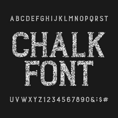 Chalk alphabet font. Type letters and numbers. Stock vector typeface for any typography design.のイラスト素材