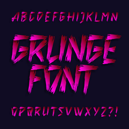 Hand drawn grunge alphabet font. Uppercase brush stroke letters. Stock vector typeface.のイラスト素材