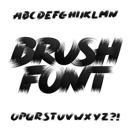 Hand drawn brush stroke alphabet font. Uppercase dirty grunge letters. Isolated on white background. Stock vector typeface.のイラスト素材