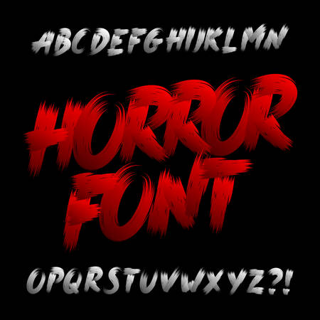 Hand drawn Horror alphabet font. Uppercase brush stroke dirty grunge letters. Stock vector typeface.のイラスト素材