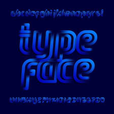 Abstract modern alphabet typeface. Brush stroke lowercase letters and numbers. Vector font for your   design.のイラスト素材