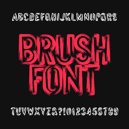 Brush lettering alphabet font. Uppercase brush stroke dirty grunge letters. Stock vector typeface.のイラスト素材