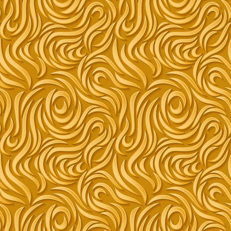 Abstract seamless background. Golden curves with shadows. Stock vector endless backdrop.のイラスト素材
