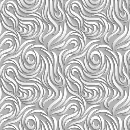 Abstract seamless background. White curves with shadows. Stock vector endless backdrop.のイラスト素材