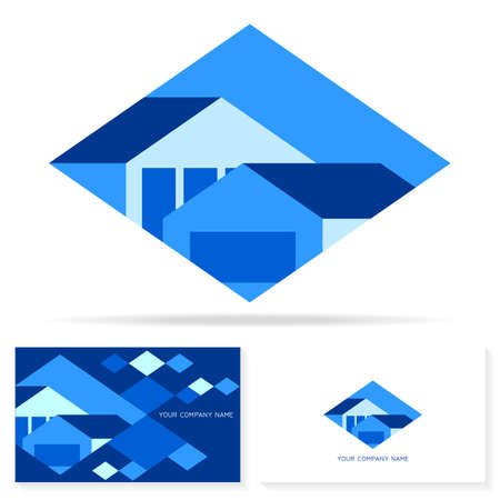 Real estate logo design vector sign. Stock vector emblem with houses. Business card templates.のイラスト素材