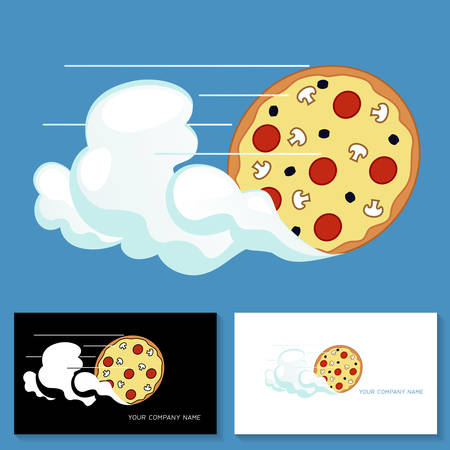 Pizza delivery  design vector sign. Stock vector emblem and business card templates.のイラスト素材