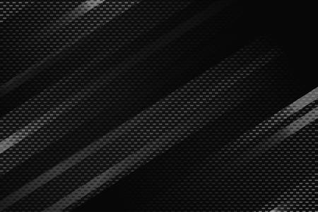 Abstract black geometric background with stripes. Modern carbon fiber texture. Stock vector backdrop.のイラスト素材