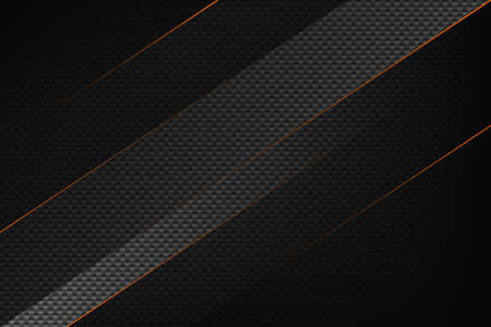 Abstract black geometric background with orange stripes. Modern carbon fiber texture. Stock vector backdrop.のイラスト素材