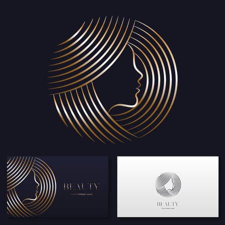 Beauty salon or hair salon  design vector sign. Stock vector emblem and business card templates.のイラスト素材