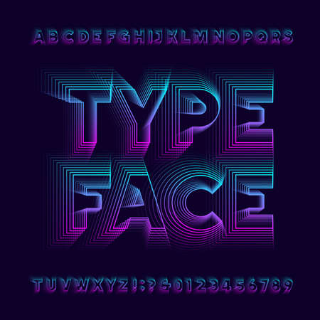 Abstract alphabet font. Geometric letters and numbers in 80s style. Vector typeface for your typography design.のイラスト素材
