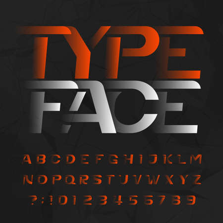 Abstract alphabet font. Futuristic oblique letters and numbers. Vector typeface for your design.のイラスト素材