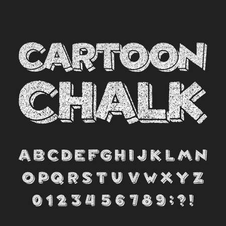Cartoon Chalk alphabet font. Hand written comic letters and numbers. Stock vector typescript.のイラスト素材