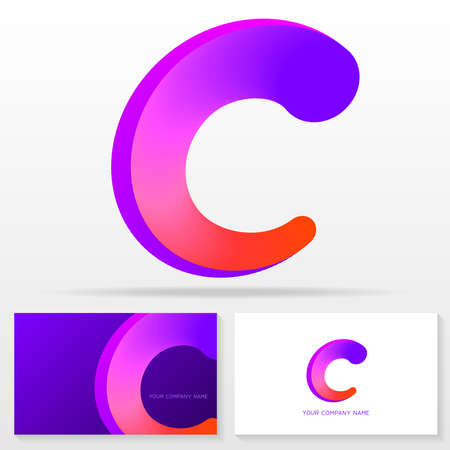 Letter C logo and business card templates. Stock vector emblem.のイラスト素材