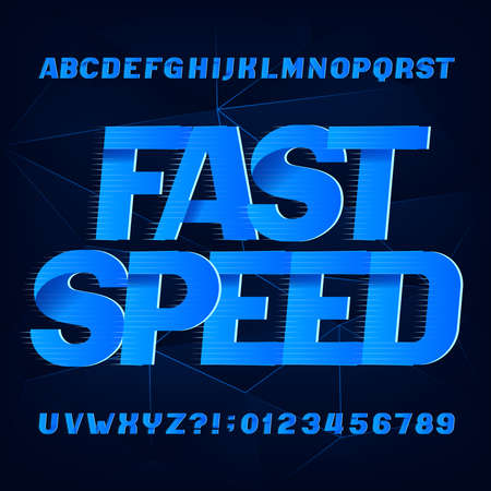 Fast Speed alphabet font. Speed effect letters and numbers on abstract background. Stock vector typescript for your design.のイラスト素材