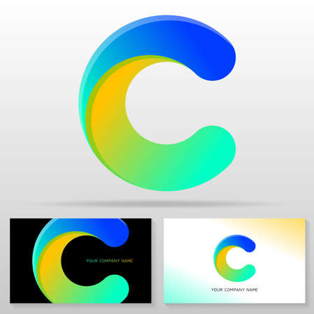 Letter C logo design - colorful vector sign. Business card templates.のイラスト素材