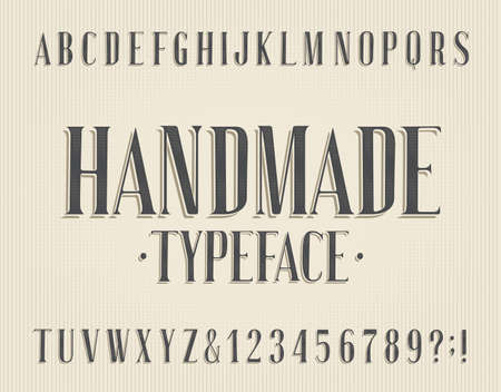 Handmade alphabet font. Vintage letters and numbers. Stock vector typeface for your typography design.のイラスト素材