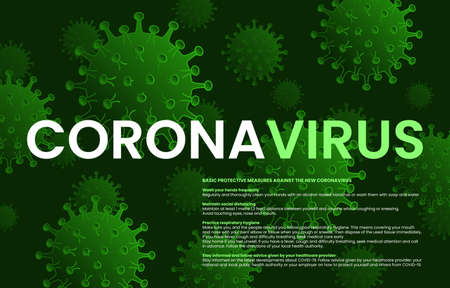 Covid-19 Corona Virus concept. Basic protective measures against the coronavirus.2019-nCoV influenza pandemic. Vector illustration.のイラスト素材