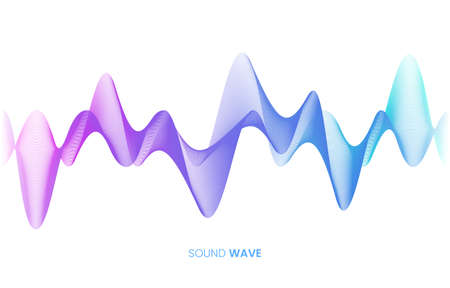 Vector sound wave flow. Voice control and sound recognition concept. White background. Stock vector illustration in high-tech style.のイラスト素材