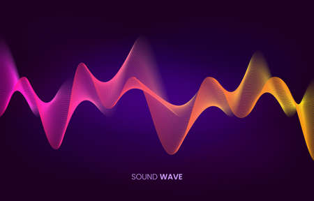 Vector sound wave flow. Voice and sound recognition concept. Stock vector illustration in high-tech style.のイラスト素材
