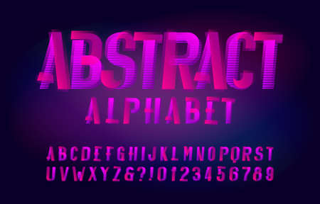 Abstract alphabet typeface. Futuristic letters and numbers. Stock vector alphabet for your typography design. Abstract blurred background.のイラスト素材
