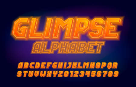Glimpse alphabet typeface. Shining letters and numbers. Stock vector alphabet for your typography design.のイラスト素材