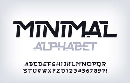 Minimal alphabet font. Abstract oblique letters and numbers. Stock vector typescript for your typography design.のイラスト素材
