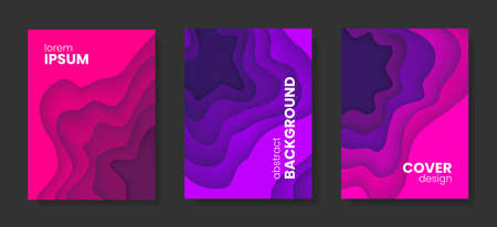 Set of abstract vector 3D paper backgrounds. Stock vector backdrop.のイラスト素材