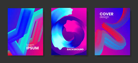 Set of abstract vector backgrounds with vivid 3d shapes. Stock vector backdrop.のイラスト素材