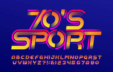 70s sport alphabet font. Speed effect letters and numbers. Stock vector typescript for your design.のイラスト素材