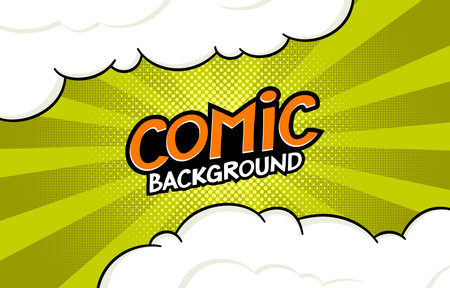 Pop art comic background with halftone elements. Cartoon vector illustration.のイラスト素材