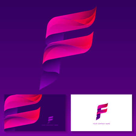 Letter F logo design â colorful vector emblem. Business card templates. Stock vector illustration.のイラスト素材