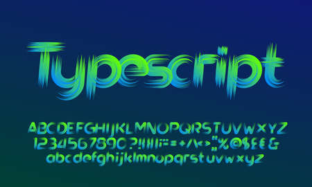 Abstract alphabet font. brush effect letters, numbers and punctuation. Uppercase and lowercase. Stock vector typescript for your design in sport style.のイラスト素材