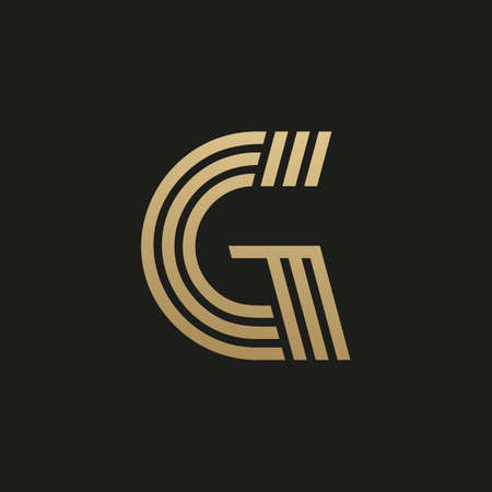 G letter design â Abstract vector emblem in golden color on black. Stock vector illustration.のイラスト素材