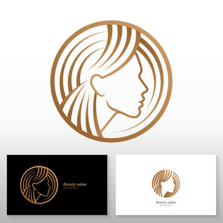 Beauty salon design template. Woman silhouette. Stock vector emblem and business card templates.のイラスト素材