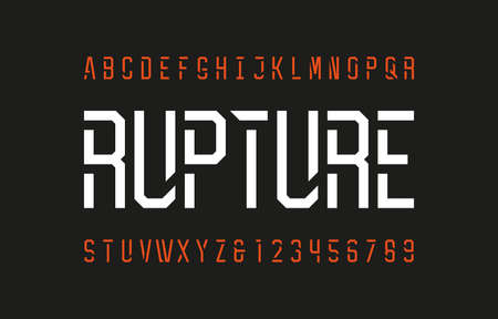 Rupture alphabet font. Letters and numbers for your emblem. Stock vector typescript for typography design.のイラスト素材