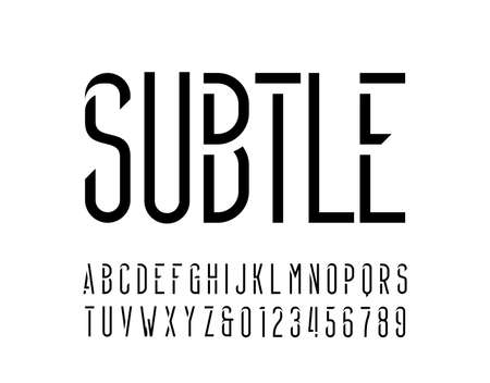 Subtle alphabet font. Thin letters and numbers for your emblem. Stock vector typescript for typography design.のイラスト素材
