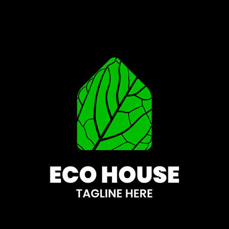 Eco House logo design template. Green house concept. Stock vector illustration.のイラスト素材