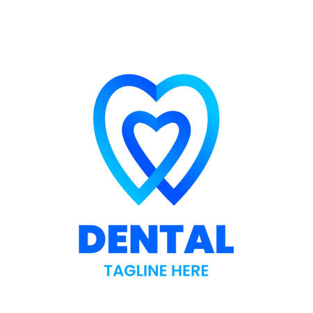 Dental logo design template. Abstract tooth and heart. Stock vector illustration.のイラスト素材