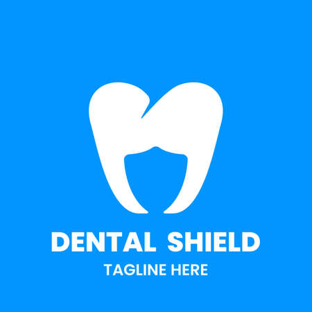 Dental logo design template. Abstract tooth and shield. Stock vector illustration.のイラスト素材